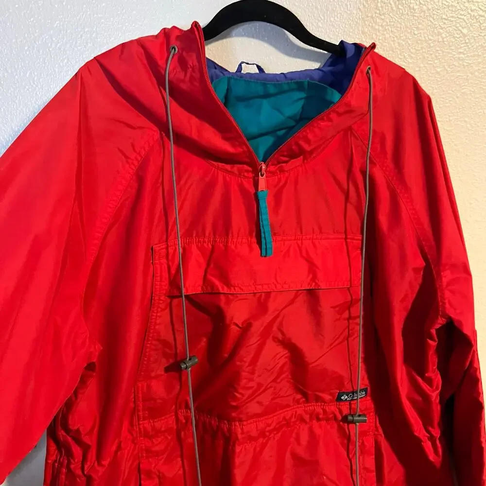 Vintage Retro 90's Columbia Red Windbreaker Men's Size Large